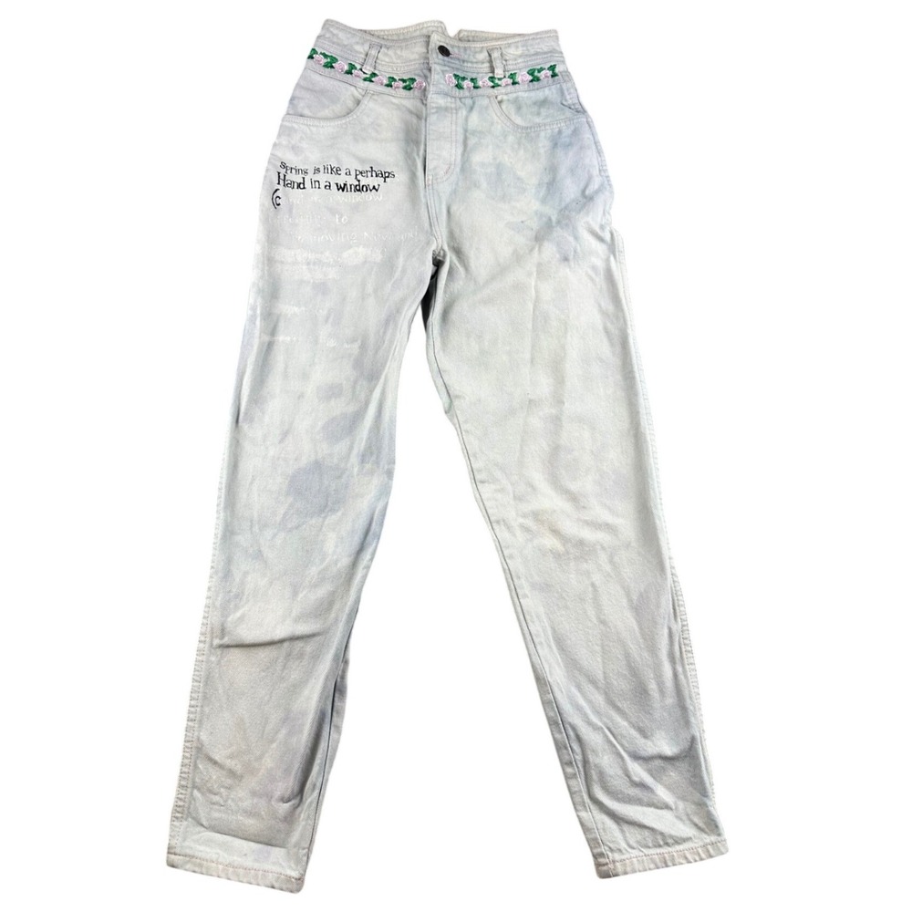 Vintage Jim Master Jeans Women 29 Blue High‎ Waisted Floral Embroidery Spring